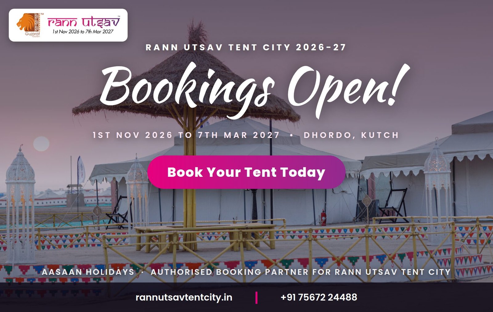 Bookings Open for Rann Utsav Bookings Open for Rann Utsav
